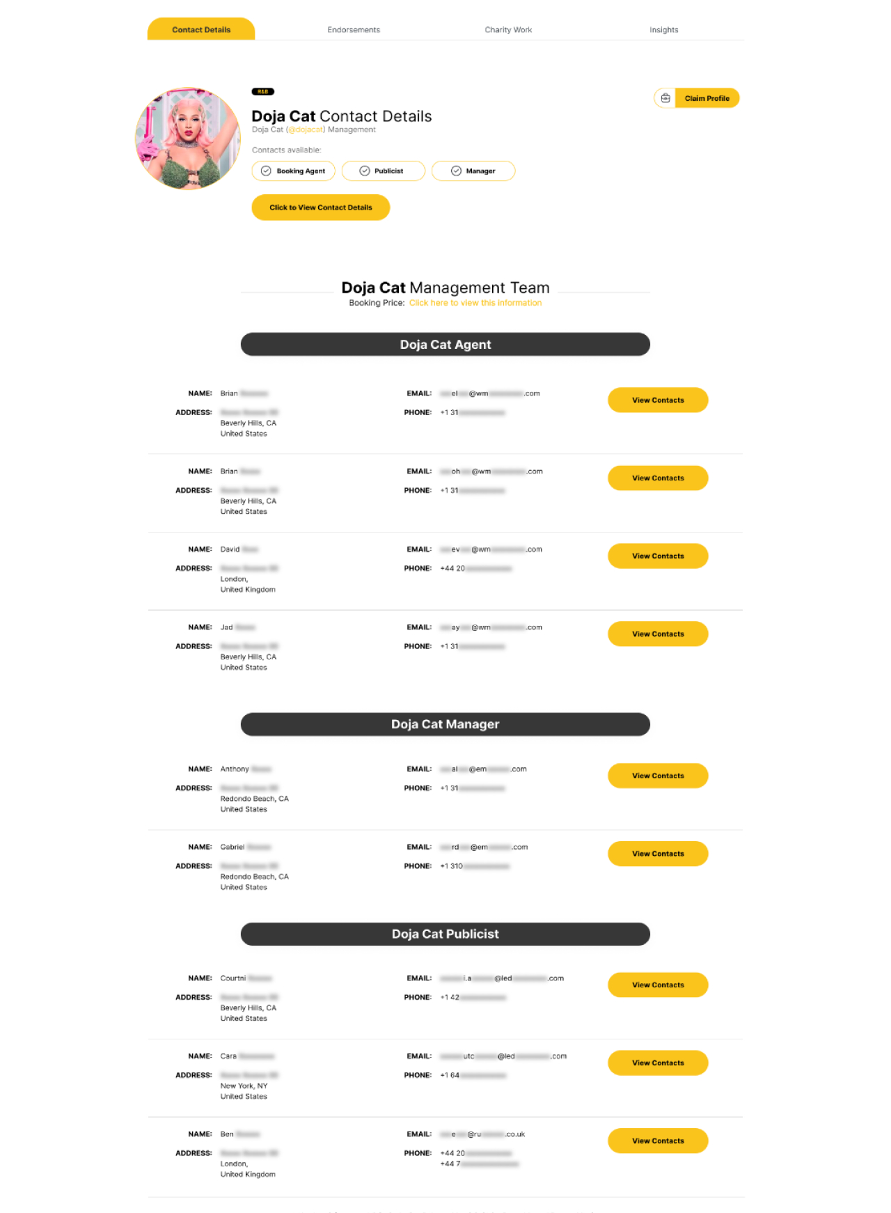 Verified Music Industry Contacts